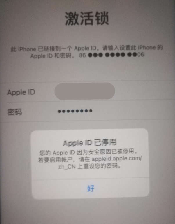 蒋湖农场苹果手机维修分享iPhone 12 出现提示“Apple ID 已停用”怎么办 